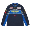 Navy blue color block embroidered long sleeves