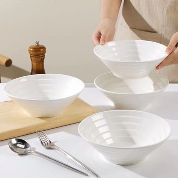 Wholesale Ceramic Horn Bowl Malatang Bowl Large Boiled Fish Bowl Noodle Bowl Soup Powder Bowl Hotel Salah Bowl Bucket Bowl