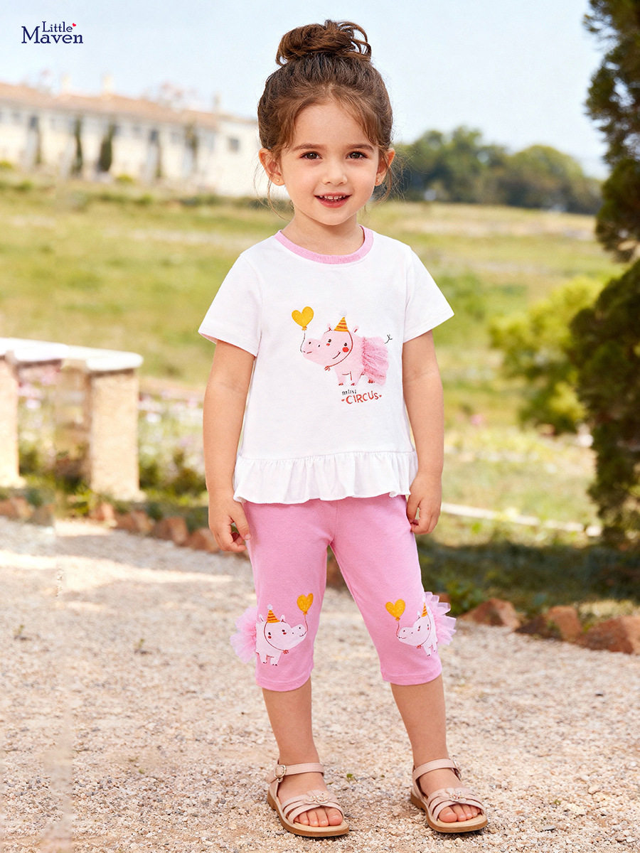 Pakaian Anak Perempuan Gaya Musim Panas, Set Anak Babi Kartun, Pakaian Anak Bayi Lucu