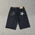 Black denim shorts