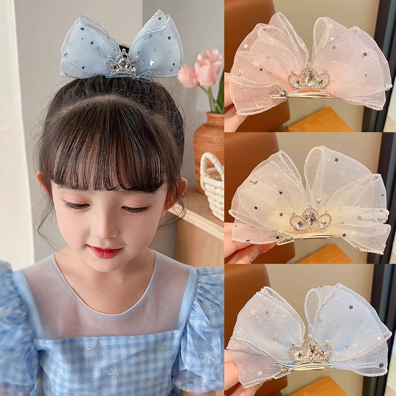 children's crown tiara bow hairpin baby sweet three-dimensio...