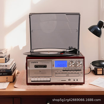 Lp Vinyl Record Cd Tape All-In-One Retro Gramophone Multi-Function Record Player Album Playback Bluetooth Speaker