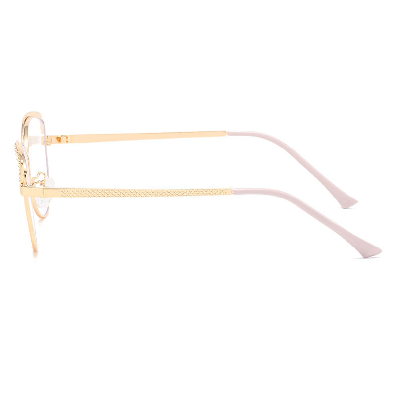 Cross-Border New Fashion Anti-Blue Light Computer Glasses European and American Retro Metal Eyeglass Frames Cat-Eye Optical Flat Glasses Large Frame