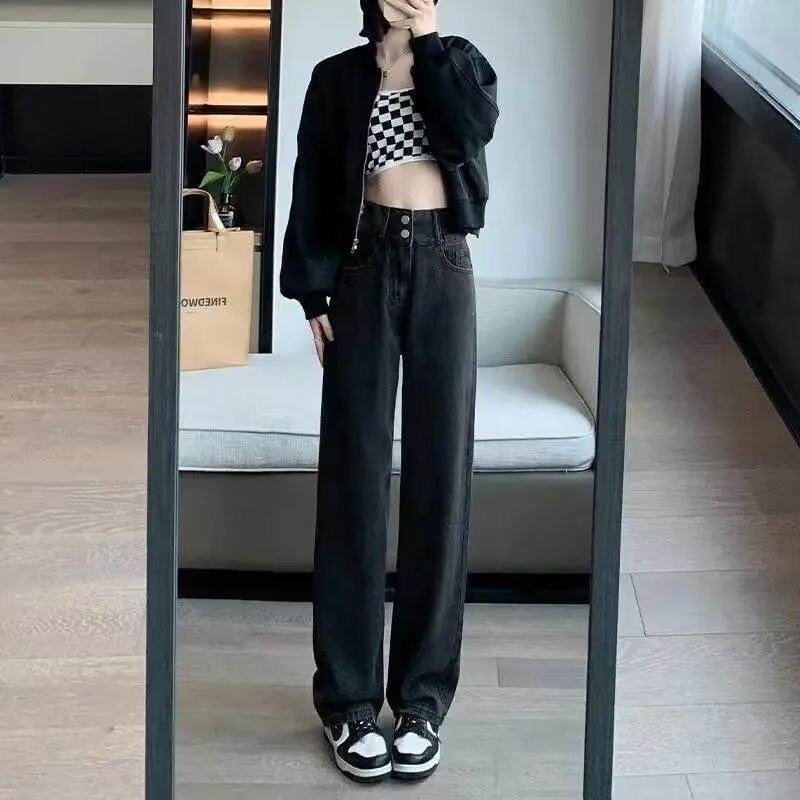 High Waisted Wide Leg Jeans for Women Loose Fit Slimming Fashionable Plus Size Spring Casual Wear Wholesale