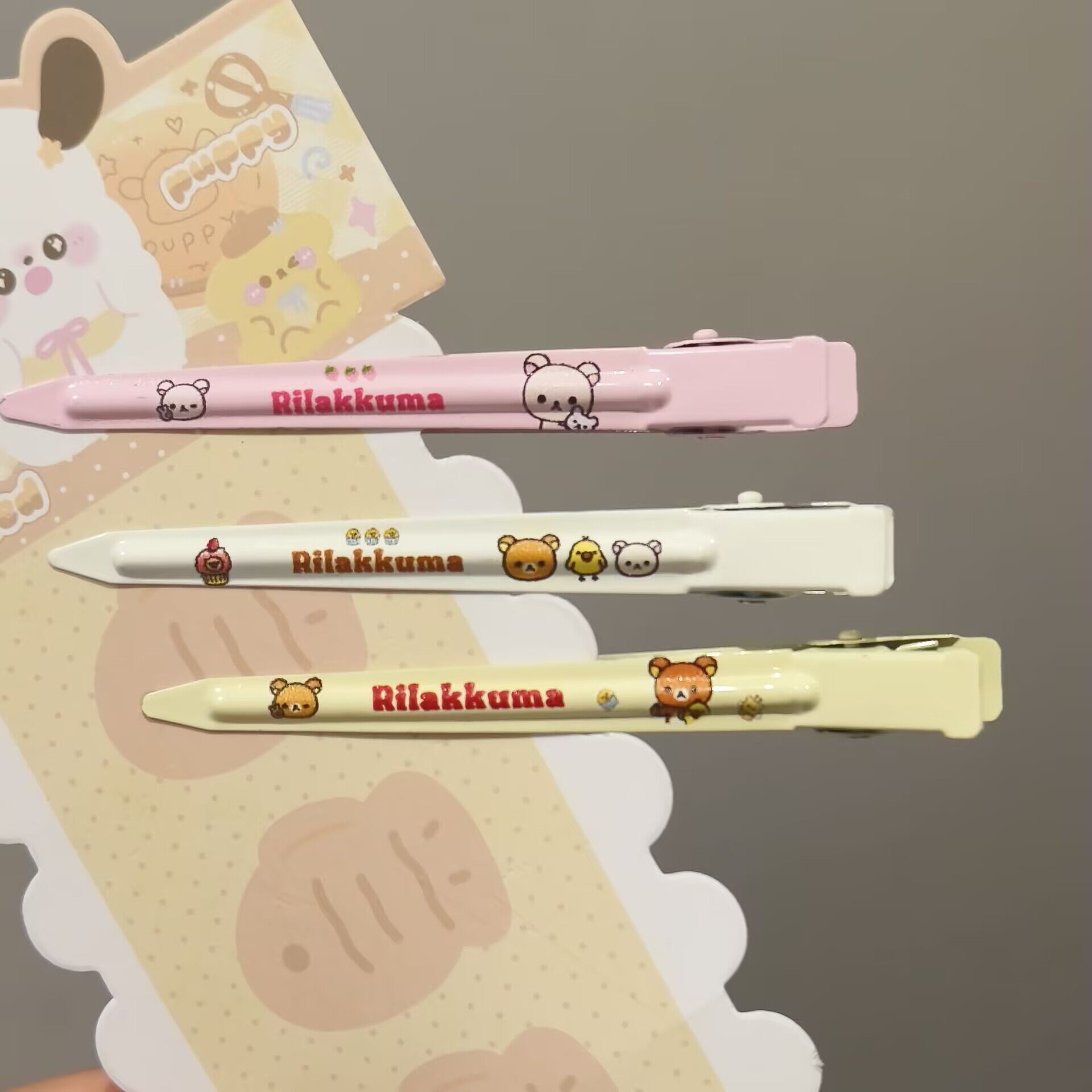 可爱轻松熊字母金属长条发夹高颜值甜美女孩鸭嘴夹发卡发饰批发