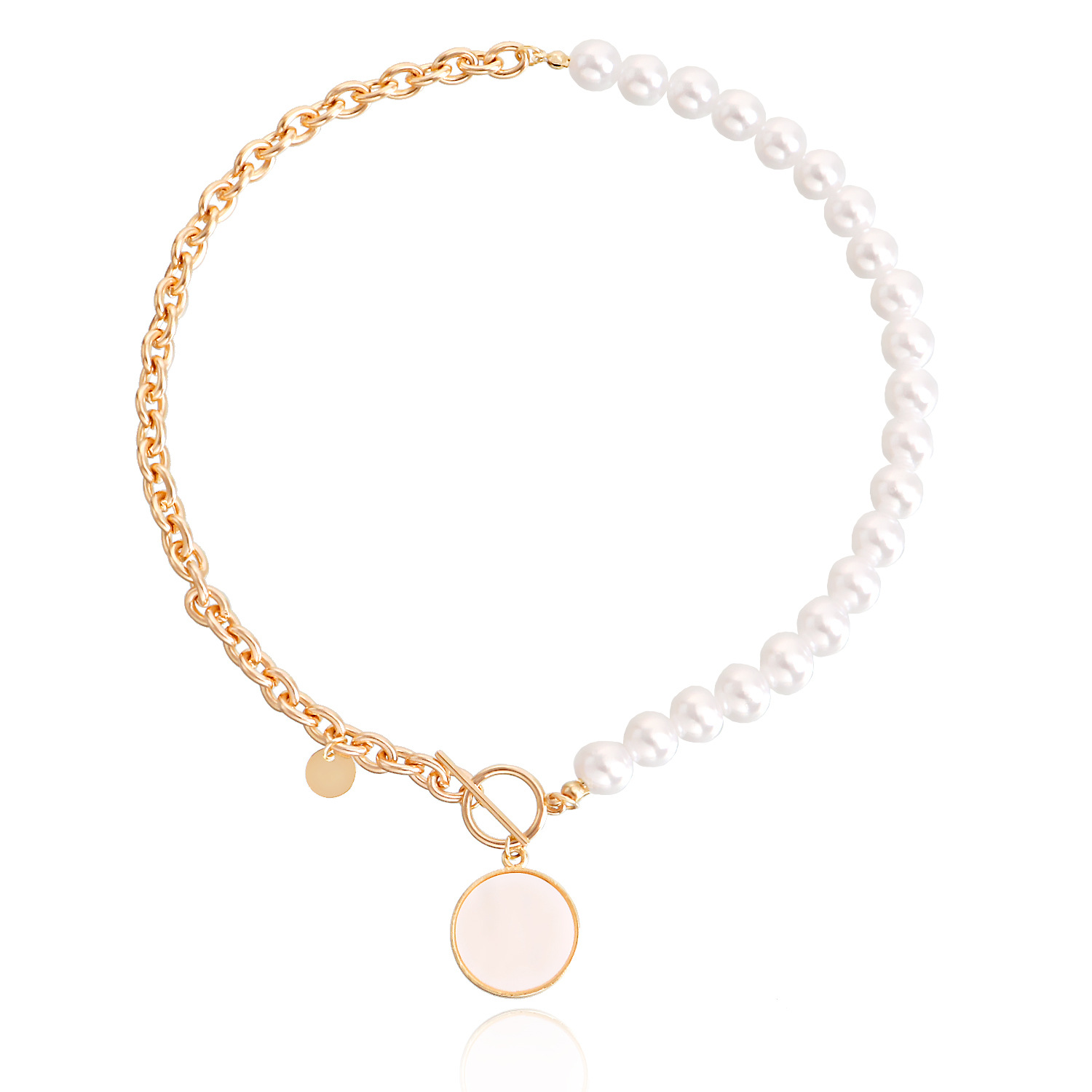 欧美跨境饰品 朋克锁骨链小众设计贝母项链女 潮流合金毛衣链项饰