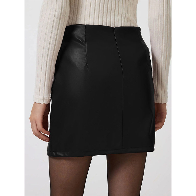 PU Leather Bodycon Dress Sexy Split Design Stylish Fit Perfect for Parties Ready to Ship Low MOQ