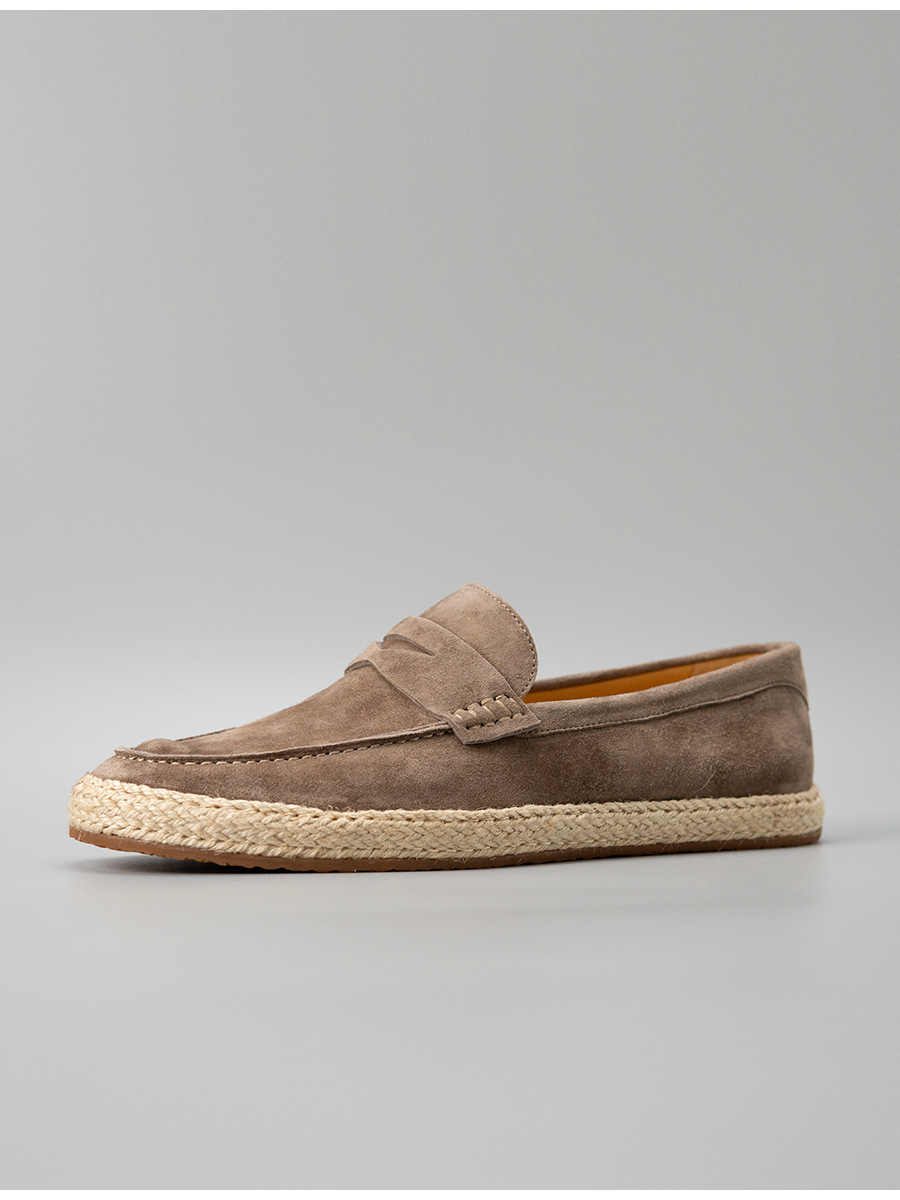 Giày lười nam Luofan chất liệu cashmere, đế cói đan thủ công, không dây, đa năng — màu đen, Màu xanh dương, màu xám, Xanh lá cây