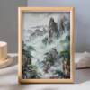 Chinese Style Ink Painting Desktop Ornaments Wooden Photo Frame Freehand Landscape Decoration Gift