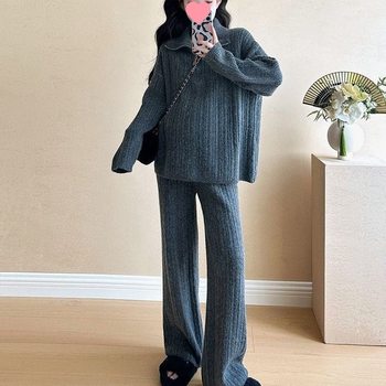 Maternity Wear Autumn and Winter Suit New Style Lazy Style Fashion Suit Fashionable Large Size Tops and Pants Autumn