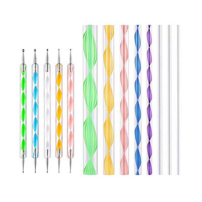 Factory wholesale log point drill pen 5 double head point ball pen indentation pen acrylic point flower pen nail pen suit