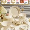 Cream-Style Bowl and Plate Set for Home Use, 2025 New Model, High-Value Bowl, Plate, and Chopsticks with Underglaze Color, Housewarming Tableware Set
