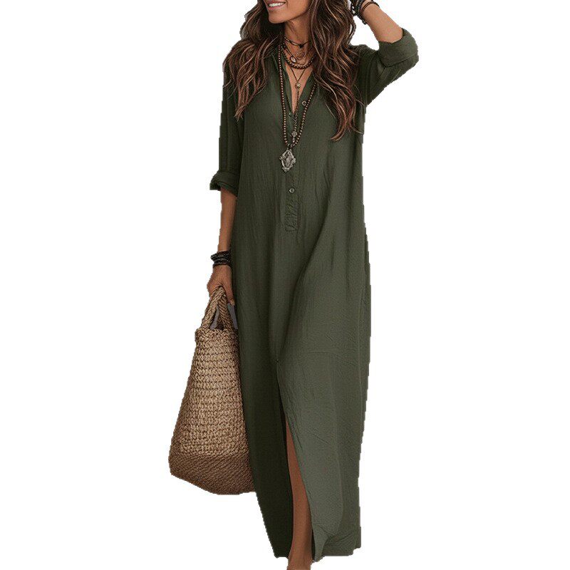 Summer Long Dress for Women Elegant Solid Color Fashionable Style Perfect for Casual or Formal Occasions Wholesale