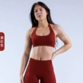 Burgundy-halter + shorts suit