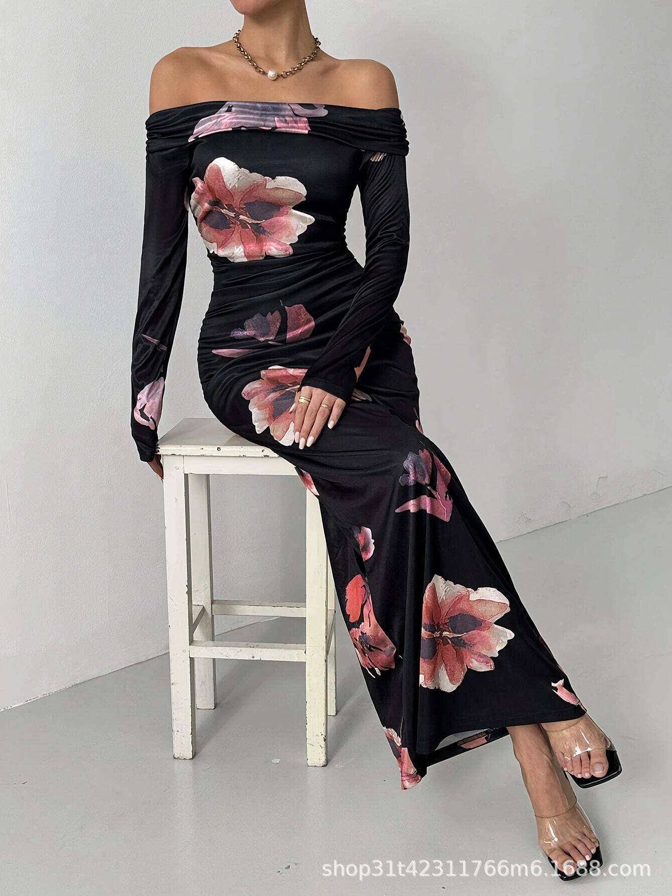 Slim Fit Long Sleeve Dress Elegant Bodycon Design Perfect for Parties and Formal Events Wholesale Available
