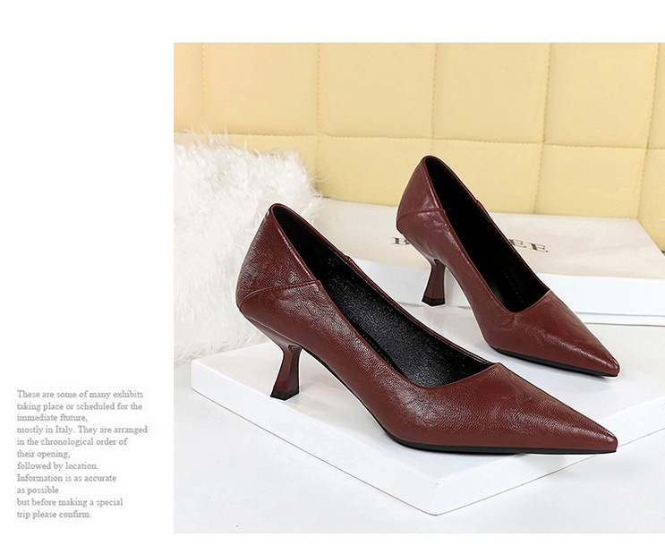 Giày cao gót nữ mũi nhọn gót mảnh 6cm phối họa tiết da báo thanh lịch — màu báo đốm, màu đen, nâu, Rượu vang đỏ