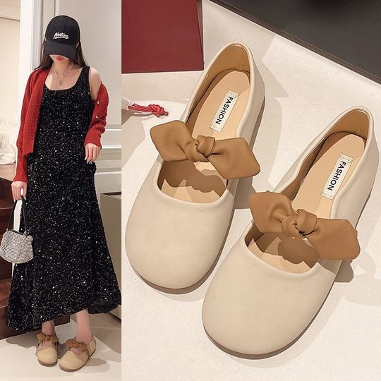 Popular Flat Bowknot Slip-On Shoes for Women, 2025 Autumn New Soft-Soled Mary Jane Shoes