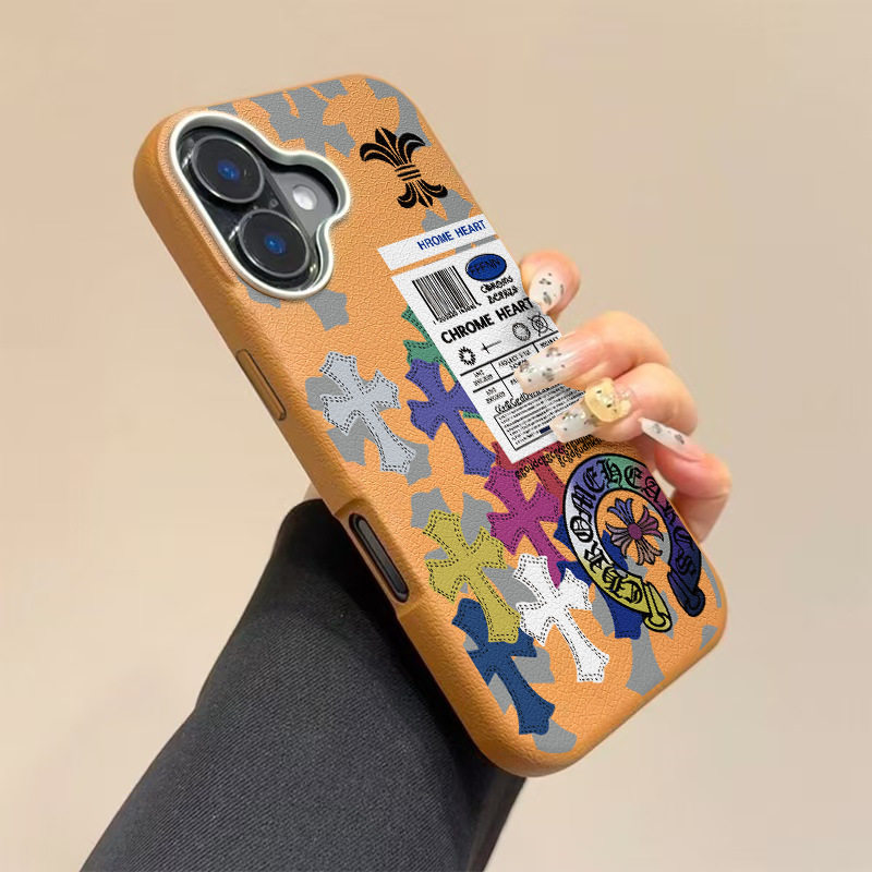 English Cross for iPhone15/16 Phone Case Apple 13/14promax Leather 12 Drop-resistant Soft Case