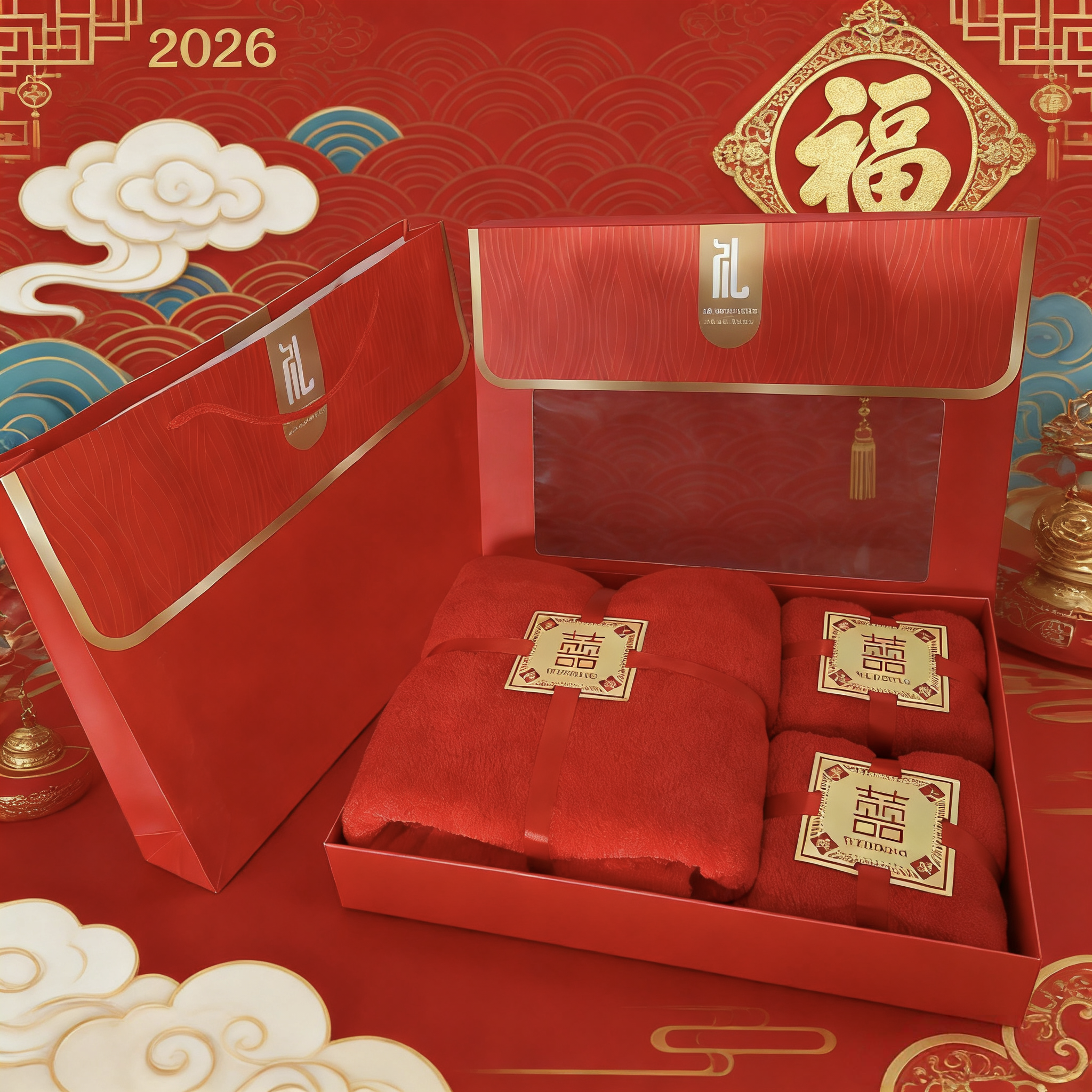 Thickened coral fleece towel bath towel gift box three-piece set wedding engagement gift company business welfare foreign trade