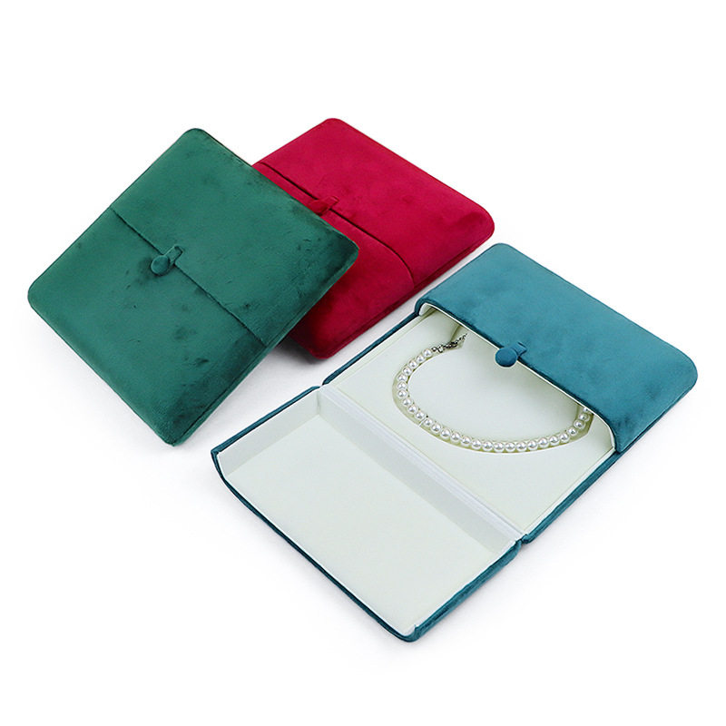 Velvet Pearl Necklace Box Double Open Snap Jewelry Packaging Box Gift Ladieswear's Day Mom Chain Box