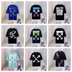 2026 Spring/Summer New Ow Ink Splash Graffiti Arrow Pattern Round Neck Pullover Short Sleeve Unisex One Piece Wholesale