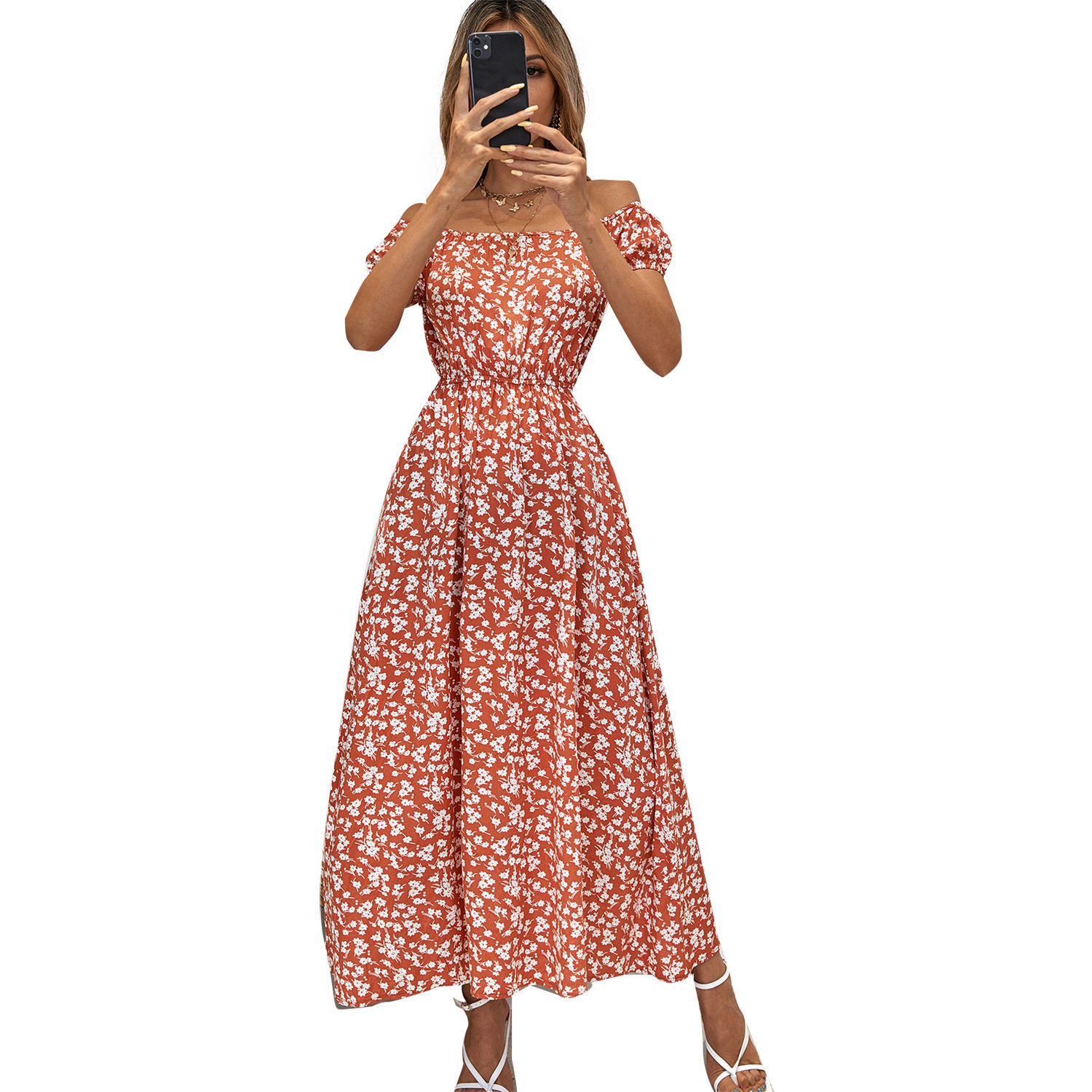 Floral Print Maxi Dress Elegant Fresh Sweet Style Perfect for Summer Events Wholesale Available