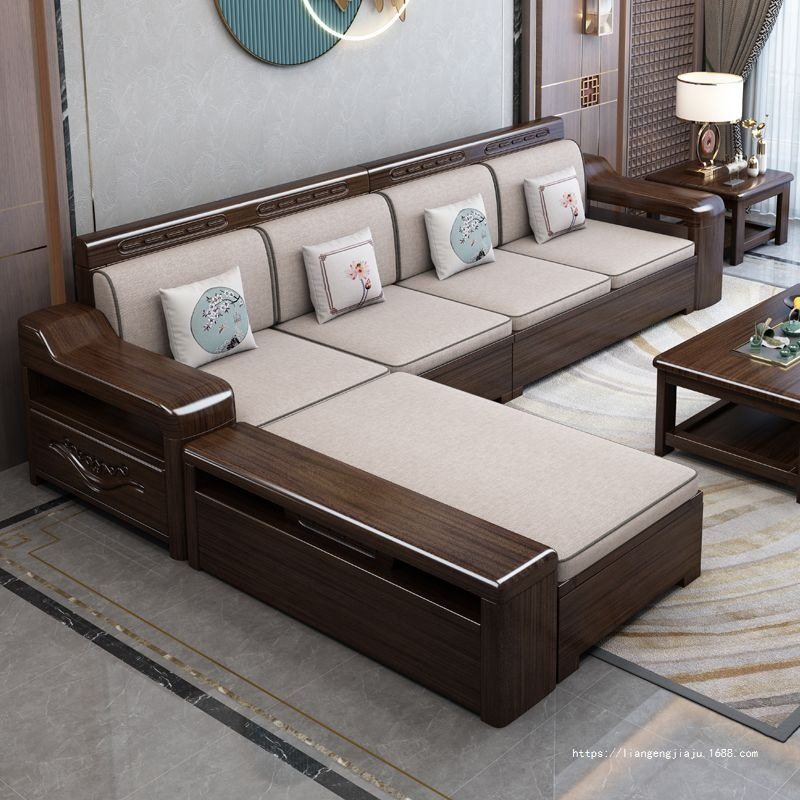 乌金木实木沙发组合储物沙发冬夏两用小户型现代轻奢客厅家具