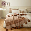 European Elegant Tassel Half Velvet Knitted Throw Blanket Office Lunch Blanket Sofa Bedroom Bed Blanket Word Wool Blanket