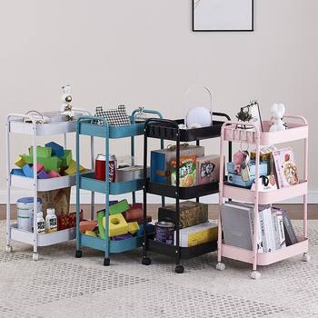 Trolley Storage Rack Household Snacks Floor-Standing Multi-Layer Living Room Storage Bookshelf Mobile Kitchen Fruit and Vegetable Basket Shelf