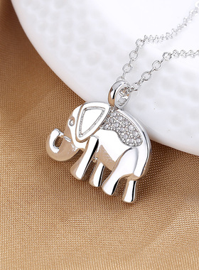 微镶锆石可爱小象吊坠级感吉详象项链轻奢小众设计DIY饰品定制