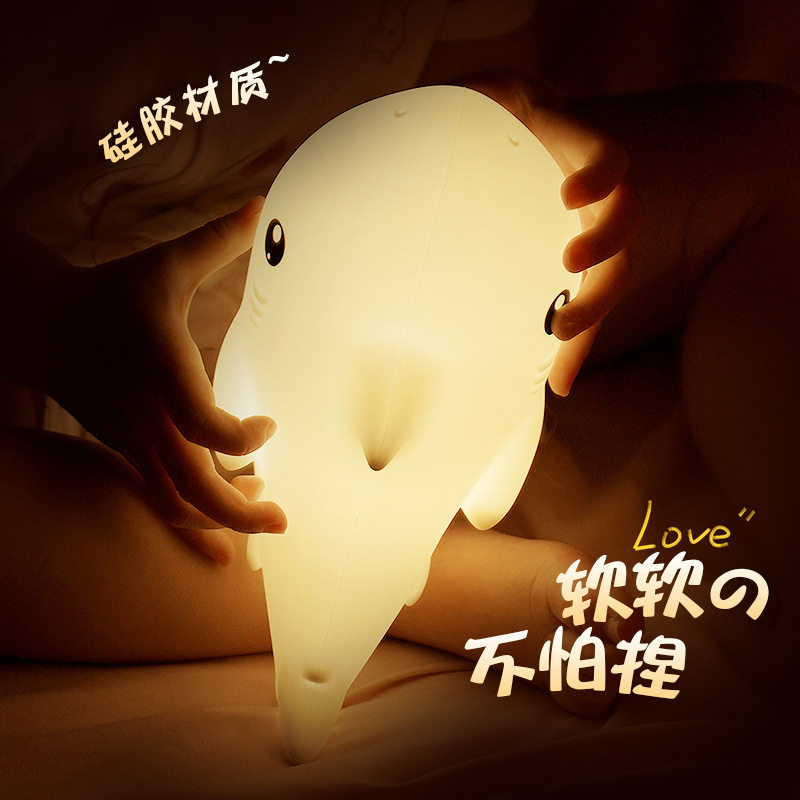 Creative night light Marine shark silicone light bedroom usb headlamp children send gifts Pat night light