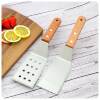 Amazon Wooden Handle Stainless Steel Outdoor Barbecue Tools Bbq Household Barbecue Teppanyaki Shovel Cooking Shovel Food Shovel