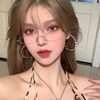 Japanese Niche Internet Popular Oval Glasses Frame Women's Ultra Light Personality Small Frame Plain Glasses Decorative Flat Glasses