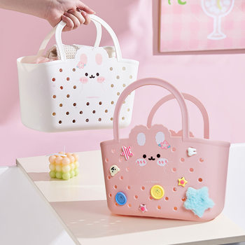 Rabbit Cartoon Bath Basket Large Capacity Bathroom Dry and Wet Separate Portable Washing Basket Student Dormitory Storage Basket