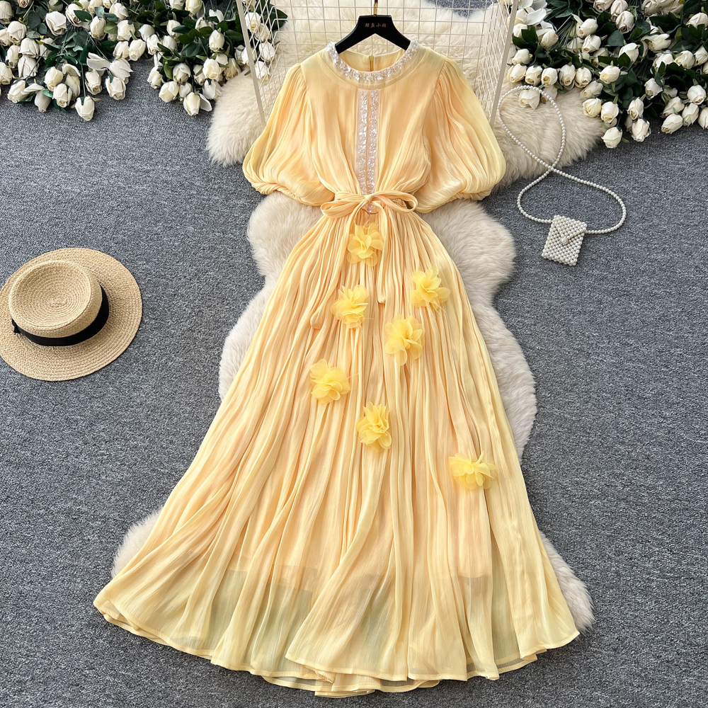 French Style Red Embellished Dress Summer Slim Fit Elegant Design Perfect for Formal Occasions Wholesale Available