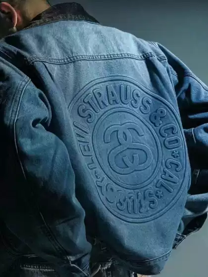 Cross-Border High-Quality Stu X Lev Collaboration Anniversary Embossed Denim Jacket Vintage American-Style Thickened Workwear Jacket