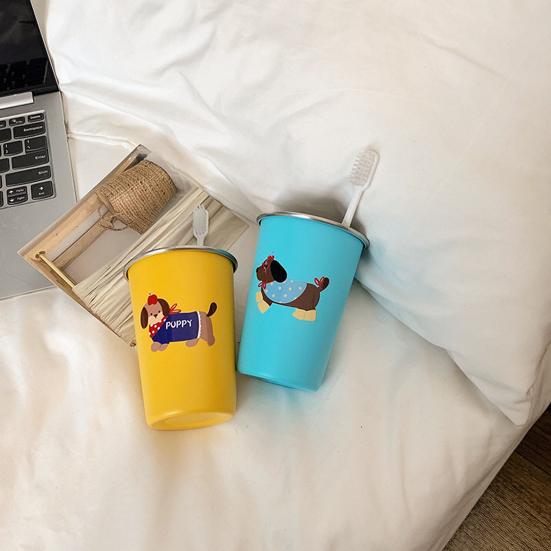 Creative dog cold drink beer mug high color value outdoor camping anti-fall stainless steel cup Coca-Cola aluminum cup explosion