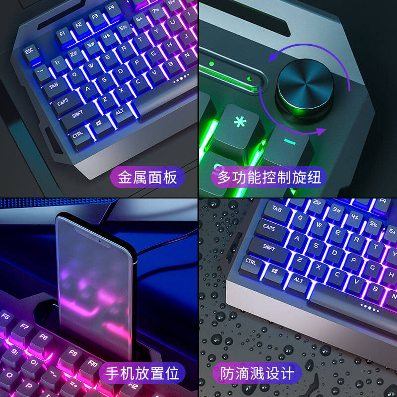 Wired Luminous Keyboard, Mouse, Headphone Set, Elevated Mechanical Feel, Desktop Computer Notebook Punk Keycaps