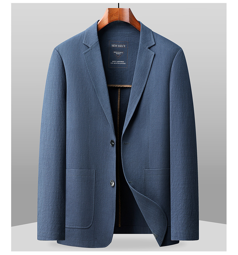 Áo vest nam cotton mỏng nhẹ mùa xuân thu, blazer công sở thoáng khí không nhăn — Màu be, Màu đen, Màu xanh lam, Màu xanh lá