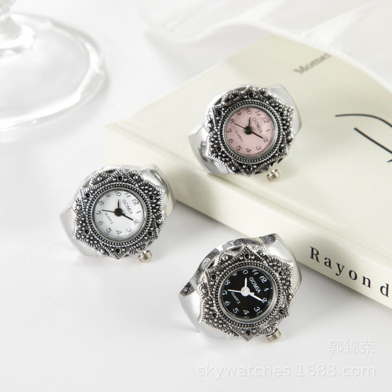 wish/速卖通/EB热销铆钉桃心复古八角戒指表爆款推荐手表批发