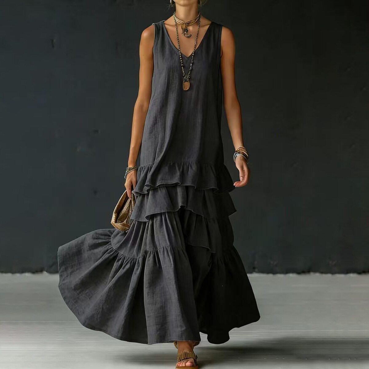 Casual Solid Color Long Cake Skirt Elegant Design Versatile Style for Everyday Wear Wholesale Available