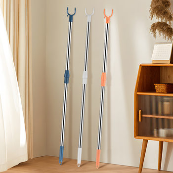 Household clothes pole free retractable stainless steel hanger support solid color aluminum alloy Fork head clothes pole balcony clothes fork