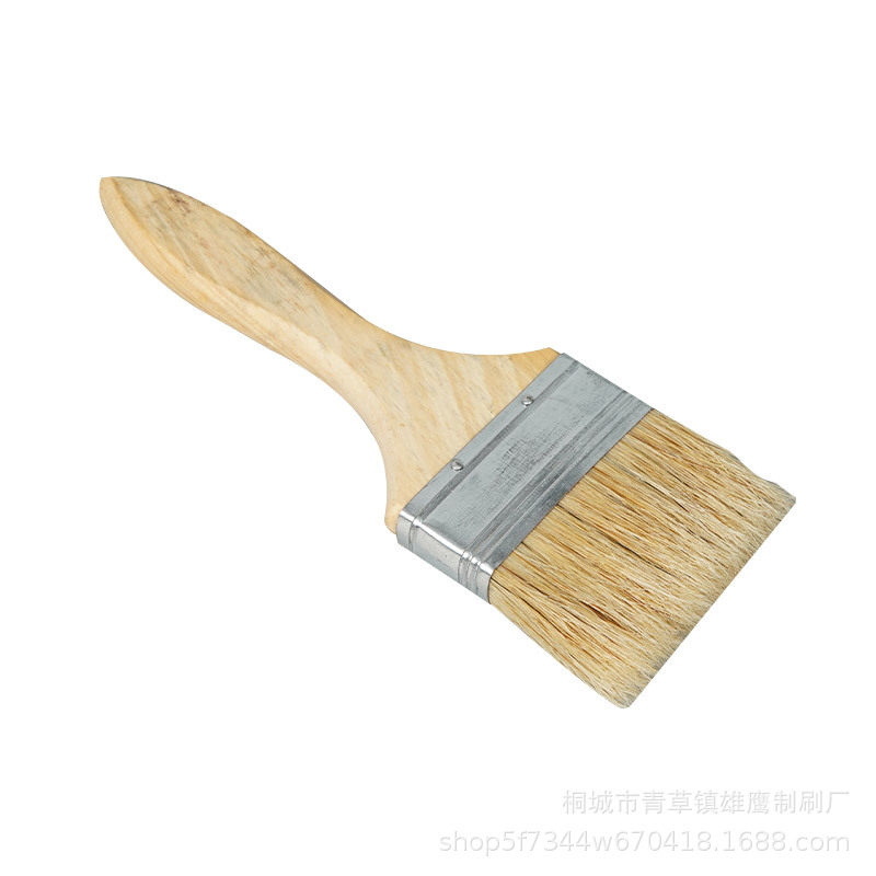 Thickened Wooden Handle Paint Brush with Pig Bristles, Handmade Industrial Barbecue Cleaning Brush, Manufacturer Wholesale, Long Handle