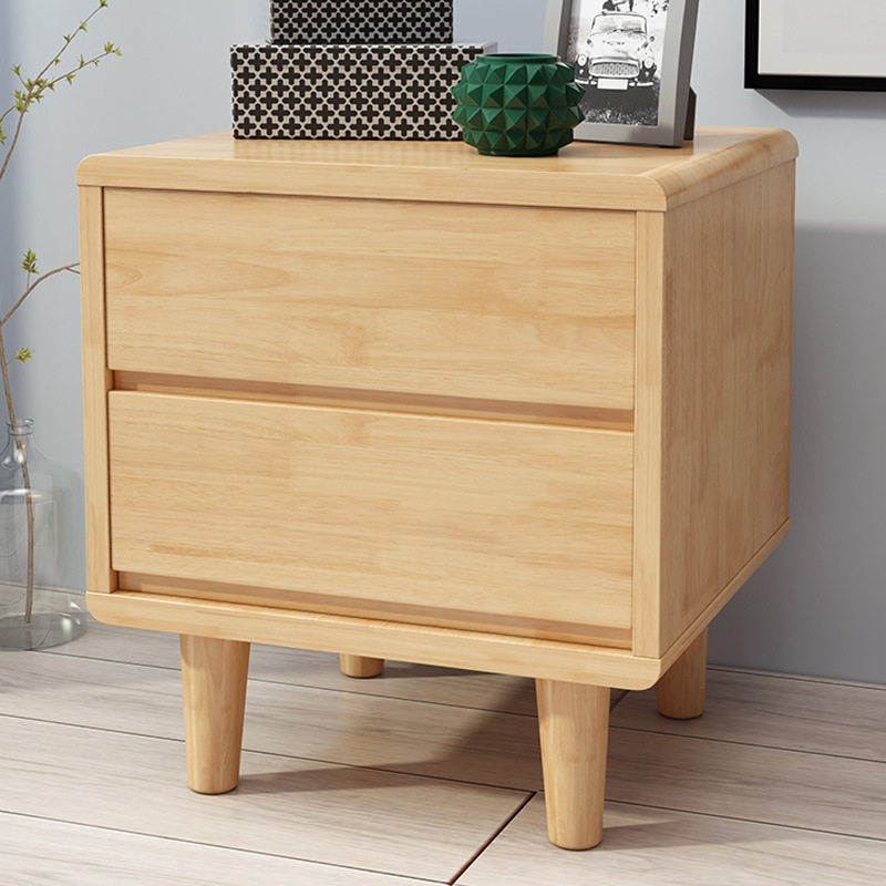 Solid Wooden Nordic Bedside Table Simple Simple Bedside Small Cabinet Bedroom Rubber Wooden Storage Cabinet Storage Cabinet