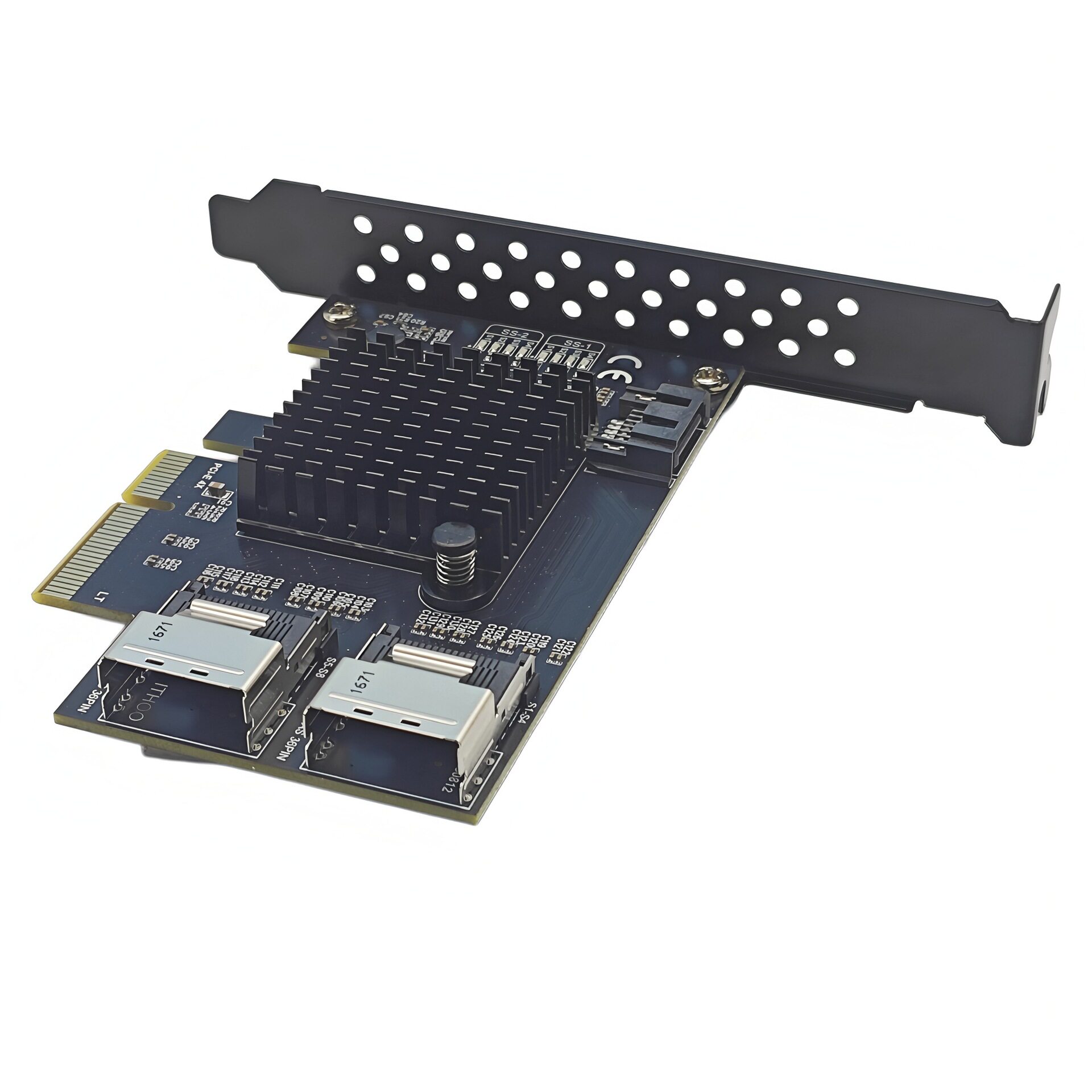 PCI-E ไปเป็น MiniSAS 2 พอร์ต SFF-8087 + SATA สามารถแปลงเป็น SATA3.0 9 พอร์ต สำหรับฮาร์ดไดรฟ์ การ์ดขยายความเร็ว 6G