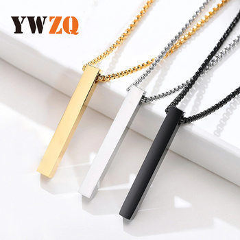 Cross-border new stainless steel hip hop necklace men's cold style rectangular three-dimensional necklace couple pendant jewelry