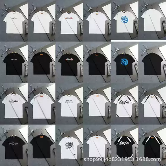 Cross-Border High-End Luxury Short-Sleeve Classic Round-Neck T-Shirt with Embroidered Letters for Men and Women, Loose Fit, Couple Style, Export