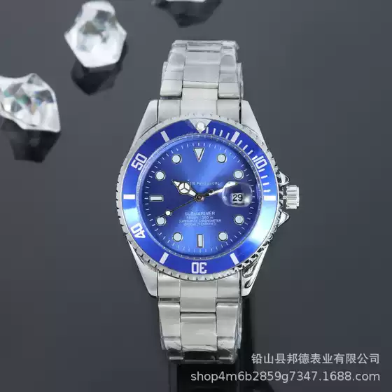 外贸水鬼石英手表3针日历手表劳家厂家批发