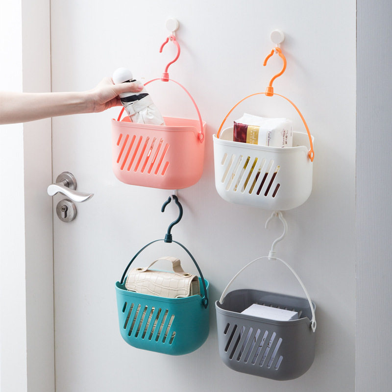 Thickened pure ribbon Hook bathroom hanging basket storage basket hollow kitchen bathroom storage basket storage basket hot sale