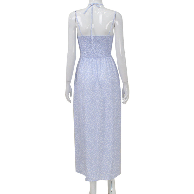 Floral Ruffle Hem Maxi Dress Summer Style Sweet Aesthetic Lightweight Fabric Perfect for Casual Outings Wholesale